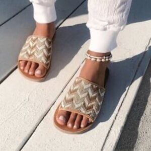 L*Space Zuma Woven Leather Slide Slip on Sandal SZ 40